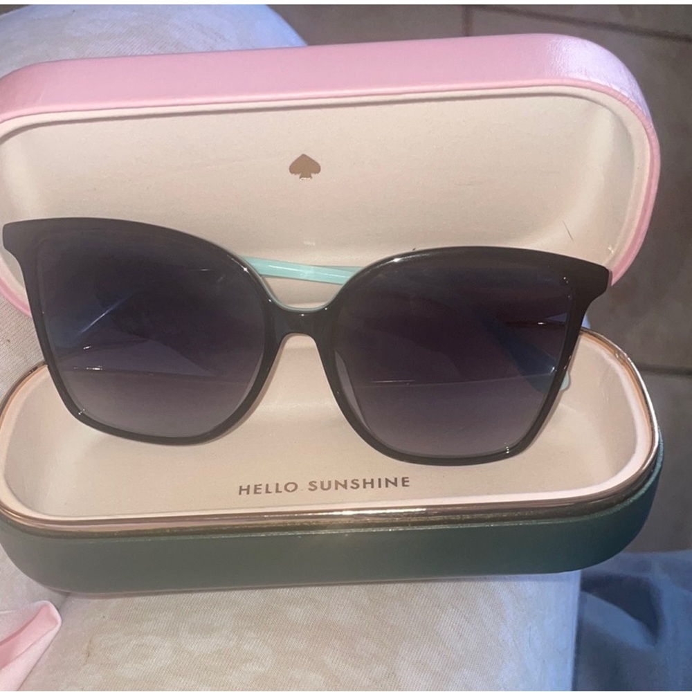 Kate Spade Black Oversized Sunglasses with *Tiffany Blue* trim